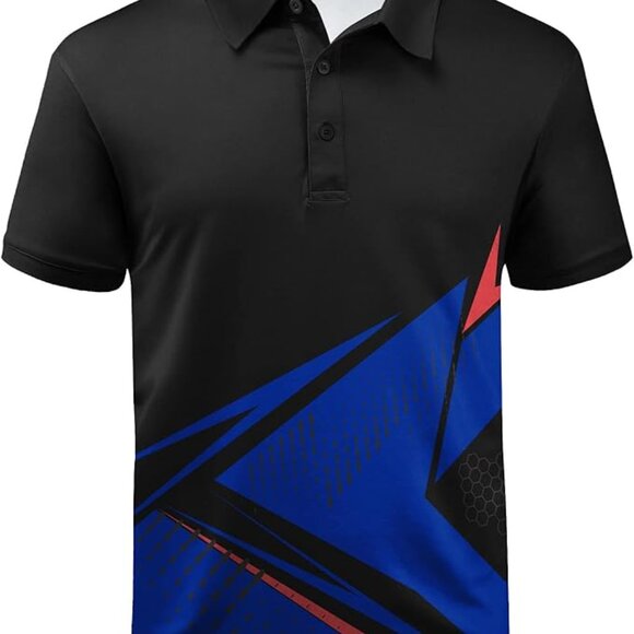 Men's Print Golf Polo Shirts Short Sleeve Casual Performance Lightweight Tennis - Picture 9 of 10